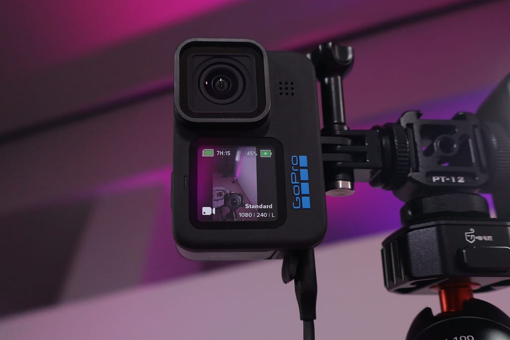 A photo of the GoPro action camera we use to capture high-quality videos for our 360 Video Booth experience